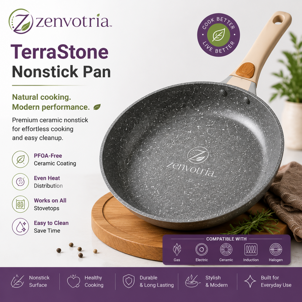 Zenvotria™ PureGlaze Ceramic Non-Stick Cookware