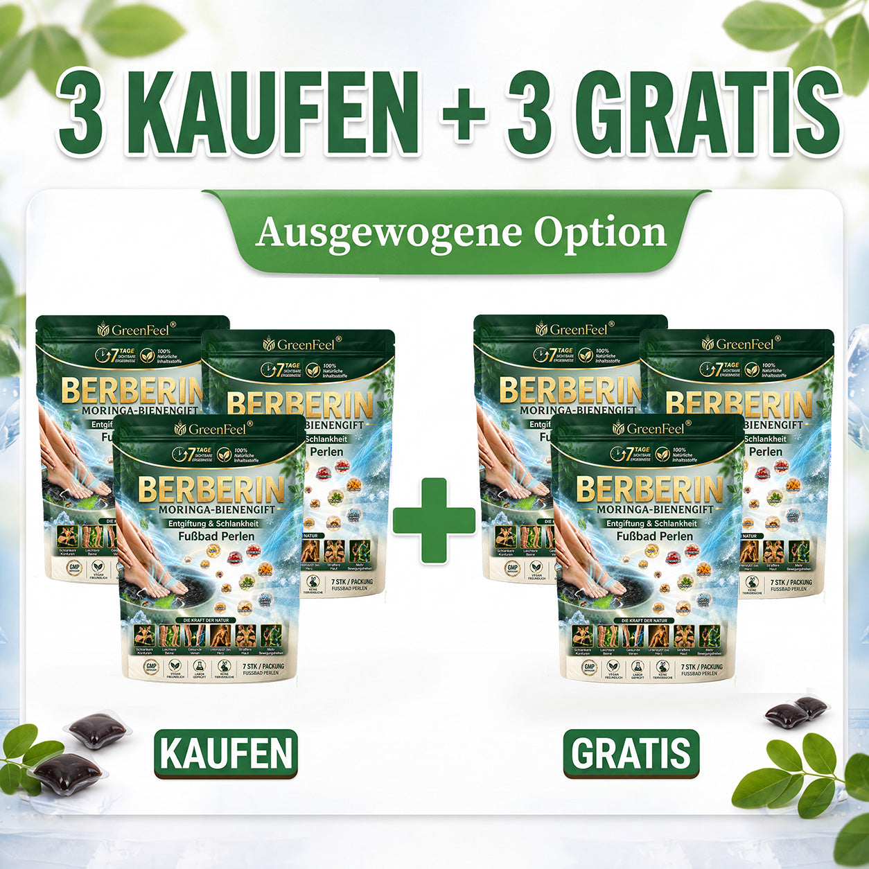 ☘️ GreenFeel® Berberin-Moringa-Bienengift Detox-Schlankheits-Fußbadperlen unterstützen das Gewichtsmanagement, die Lymphdrainage, eine gesunde Durchblutung, das weibliche Wohlbefinden und ein straffer wirkendes Hautbild. 🔥