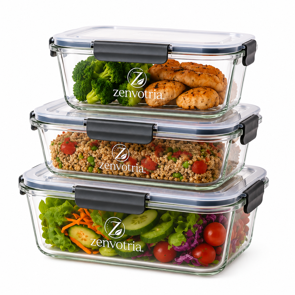Zenvotria™ CrystalLock Glass Meal Prep Container