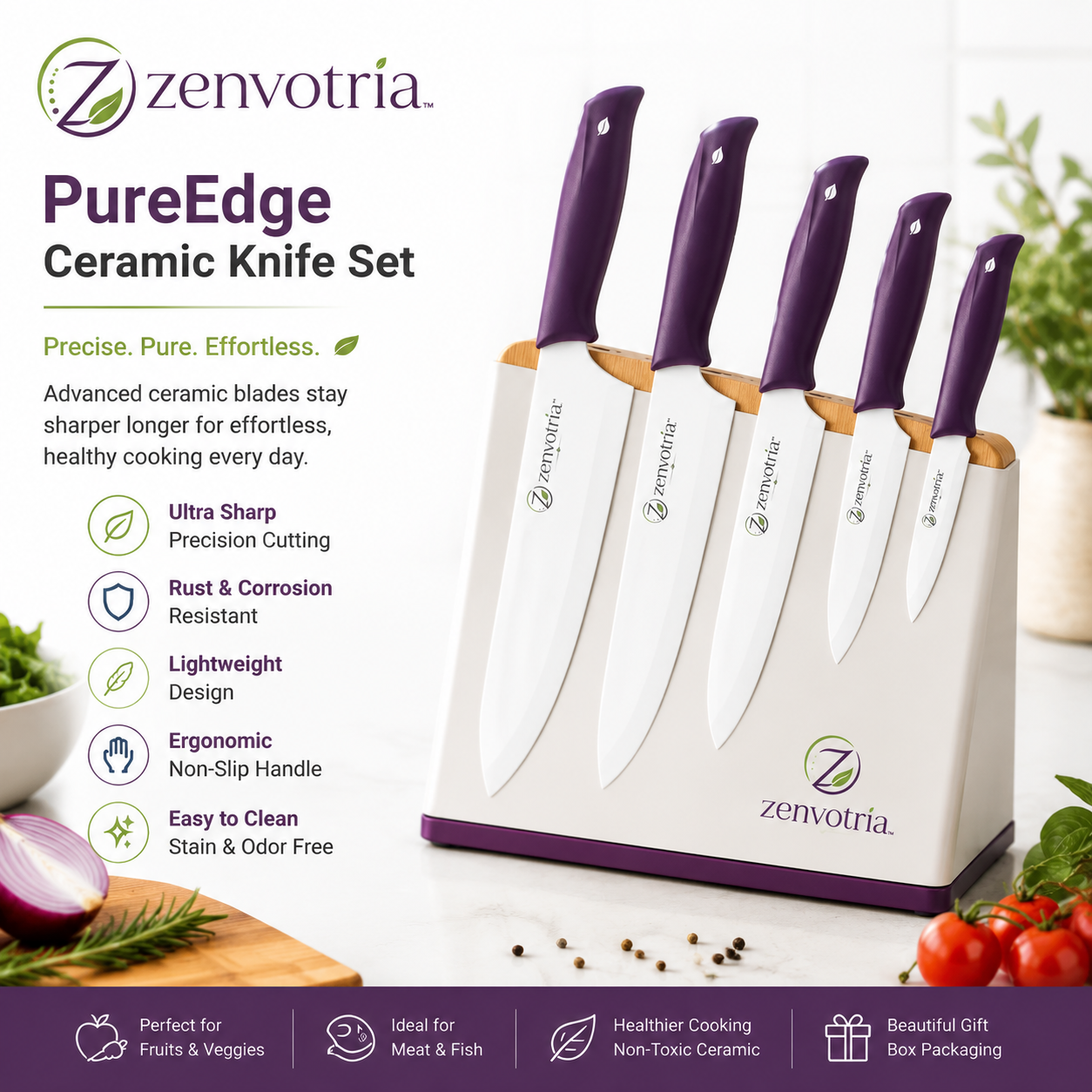 Zenvotria™ PureLume Ceramic Knife Collection